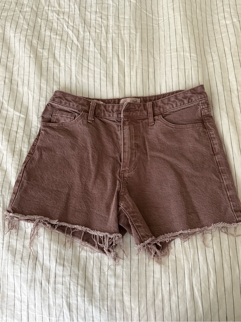 Universal Thread Brown Faded Frayed Hem Denim Shorts